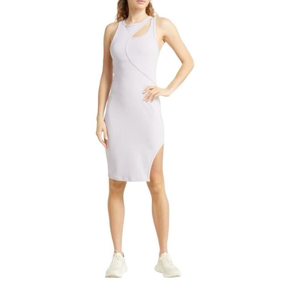 Zella Interlude Rib‎ Cutout Bodycon Dress in Lilac Purple size Large